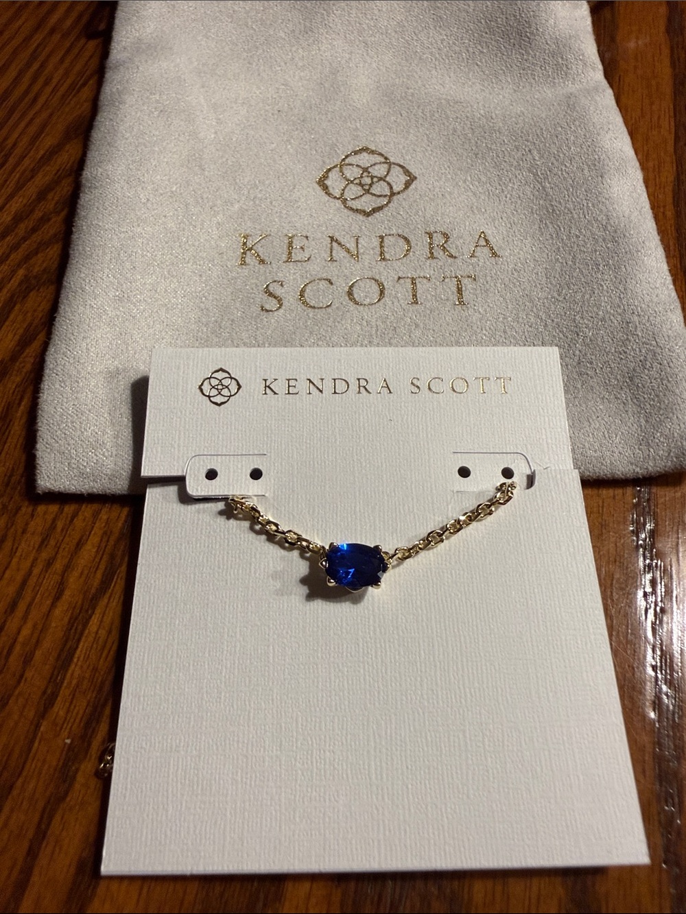 Kendra Scott Gold Necklace with Deep Blue Stone - Picture 2 of 4